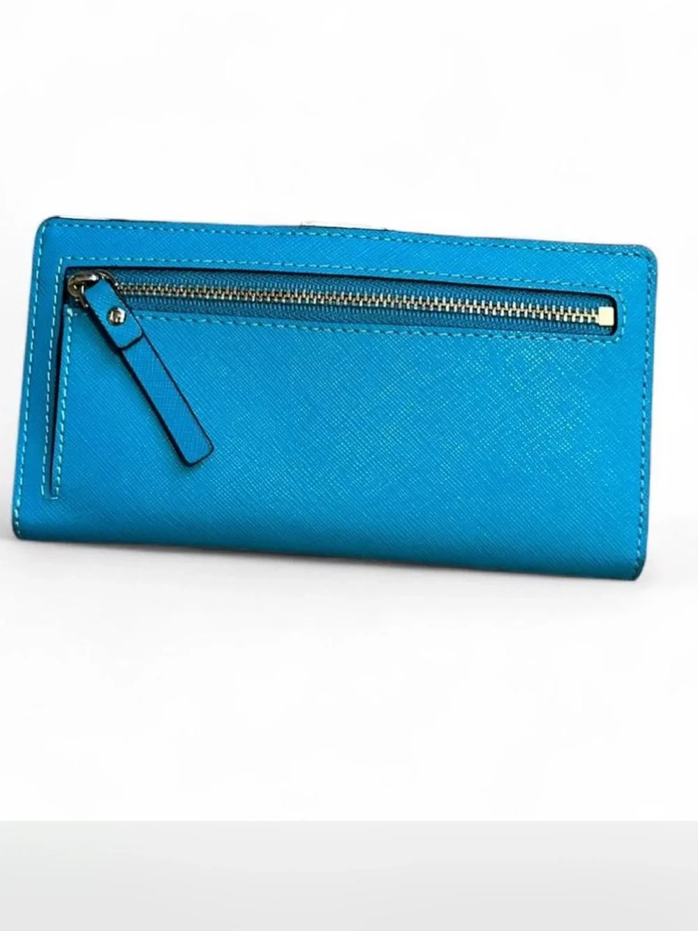 Kate Spade New York blue leather wallet with gold hardware